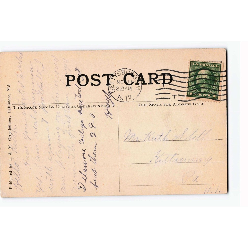 Vintage 1912 Wheeling West Virginia Suspension Bridge Postcard Ottenheimer - Picture 2 of 2